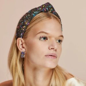 NWT Lele Sadoughi Jet Shimmer Confetti Knotted Headband